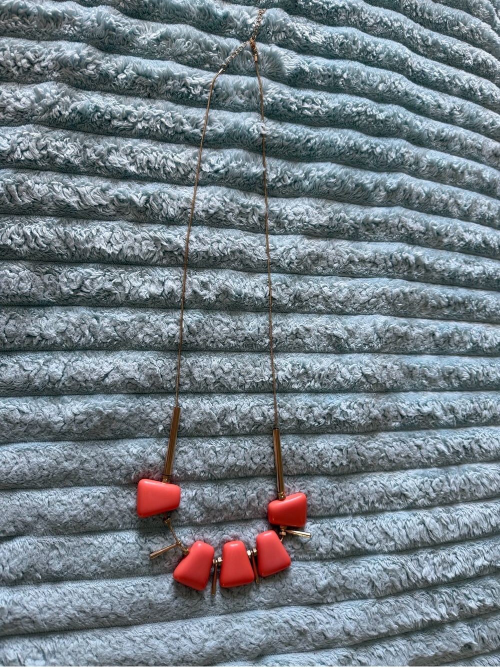 Coral Statement Necklace Gold Tone Geometric Modern